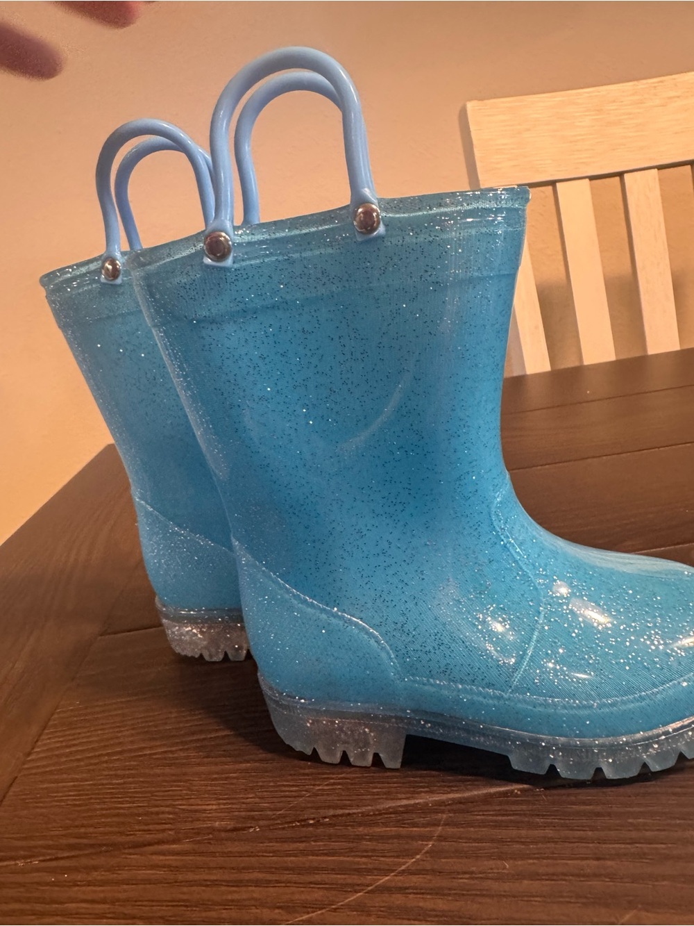 Girls' or Bot Glitter Pull-On Rain Boots in Blue